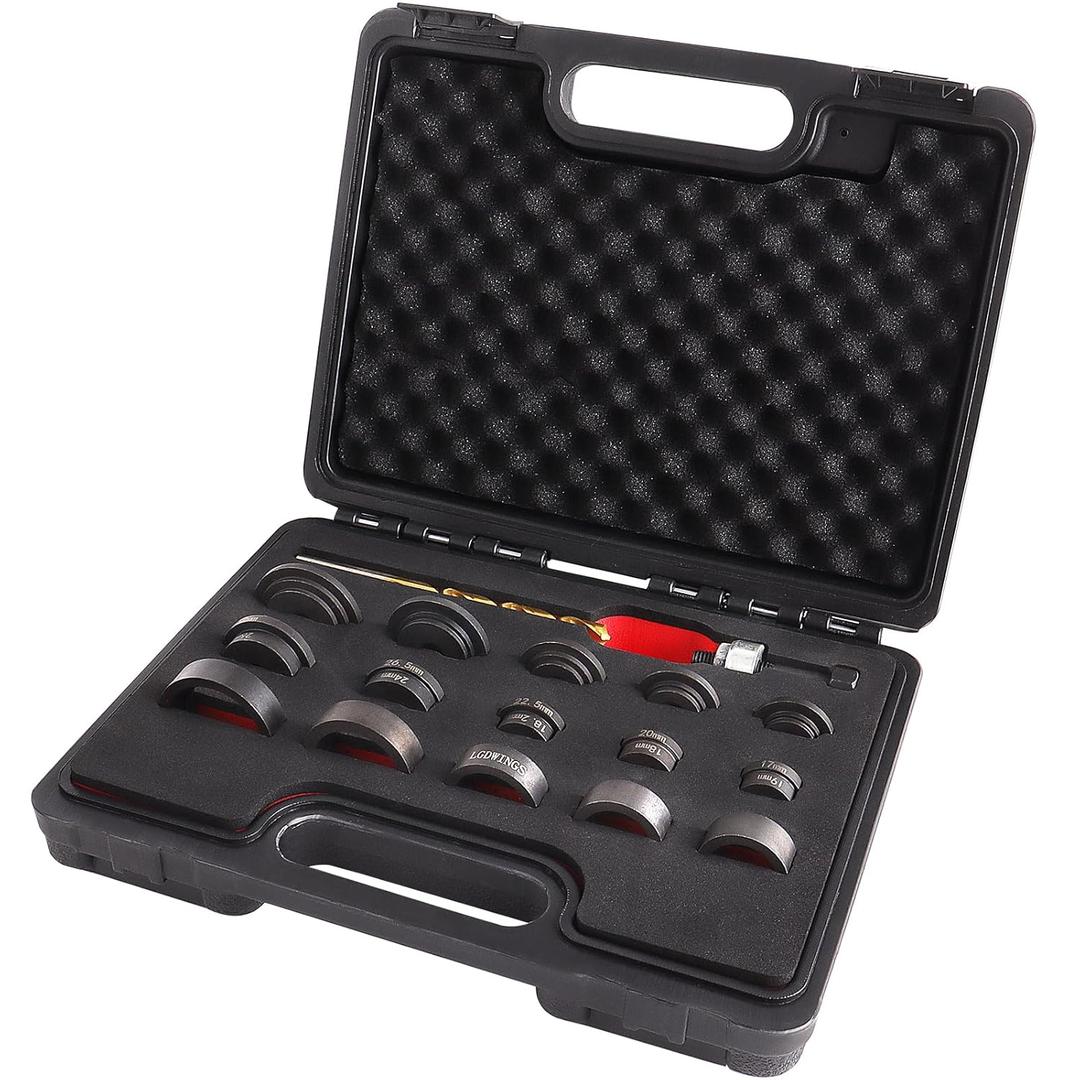 Parking Sensor & Lens Hole Maker Hole Cutter Punch Tool Set for Fitting Parking Sensor Sensors 17mm-32mm 17 Piece Parking Sensor & Lens Hole Maker Hole Cutter Punch Tool Set for Fitting Parking Sensor Sensors 17mm-32mm 17 Piece