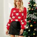Ugly Christmas Sweaters for Women Funny Santa Xmas Snowflake Holiday Party Cute Knitted Pullover Tops (Large, Red)