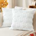 Artscope Fall Pillow Covers 16 x 16 Set of 2 Decorative Autumn Harvest Holiday Pumpkin Throw Pillow Cases Soft Plush Faux Fur Couch Cushion Case for Farmhouse Halloween Sofa Bed Room Home Decor-White