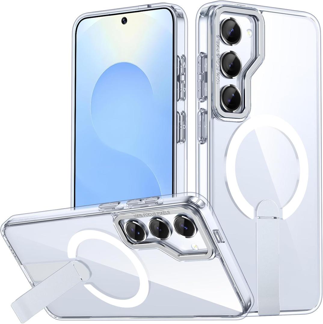 for Samsung Galaxy S22+ Plus Case, [Compatible with Magsafe] S22 Plus Magnetic Case Built-in Invisible Stand [Military-Grade Protection] Shockproof Phone Case for Galaxy S22Plus (Clear)