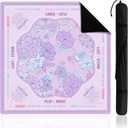 Soulchen Purple Flower American Mahjong Mat for Table with Rules, 31.5 x 31.5 inches