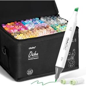 Ohuhu Alcohol Markers 200 Colors - Double Tipped Art Drawing Marker Set for Artists Adults Coloring Sketch Illustration - Chisel & Fine Dual Tip - Oahu of Ohuhu Markers - Alcohol-based Refillable Ink Ohuhu Alcohol Markers 200 Colors - Double Tipped Art Drawing Marker Set for Artists Adults Coloring Sketch Illustration - Chisel & Fine Dual Tip - Oahu of Ohuhu Markers - Alcohol-based Refillable Ink