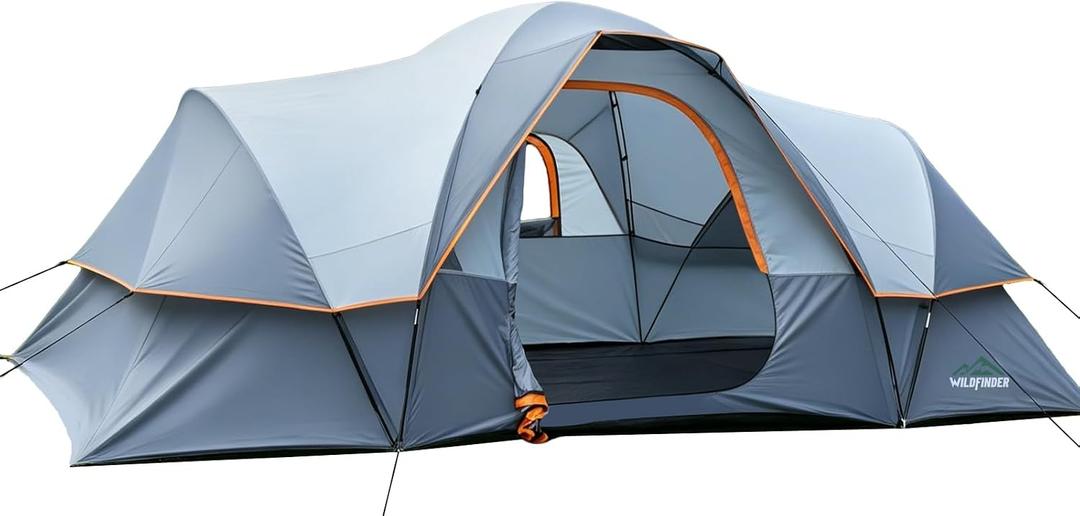WildFinder Camping Tent 10 Person, Family Tent for Camping with Rainfly, 18'x9'6'8''