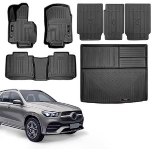 Custom for 2020-2025 2026 Mercedes Benz GLE 350/450/580/AMG 53 63 S Floor Mats Cargo Liner and Rear Seat Backrest Mat Full Set All Weather TPE Rubber Protection Mat (for 2020-2026 Benz GLE Full Set)
