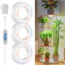 Kullsinss Ceiling Grow Light, 144 LEDs Full Spectrum Plant Lights for Indoor Growing with 6/12/16H Timer, 3 Spectrum Modes, 5 Brightness Levels, 3.5" Under Cabinet Grow Lamp for Small Plants (3-Head)