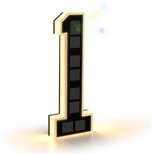 ISUNMEA 9 Inch Solar Lighted House Numbers for Outside, Light Up Waterproof LED Address Numbers Signs for Houses, Large Personalized Illuminated Exterior Modern House Numbers Light (1-Black, 9IN)