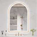 Arched LED Bathroom Mirror 20"x30", Brass Gold Bathroom Mirror with Lights-Anti-Fog, Dimmable-LED Mirror for Bathroom,3 Colors