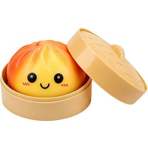 Mystery Colorful Dumpling Squishies with Steamer Box | Soft Stretchy Bao Bun, Stress Relief Balls, Sensory Fidget Squeeze Toys, Anxiety Relief, Decompression Desk Toys
