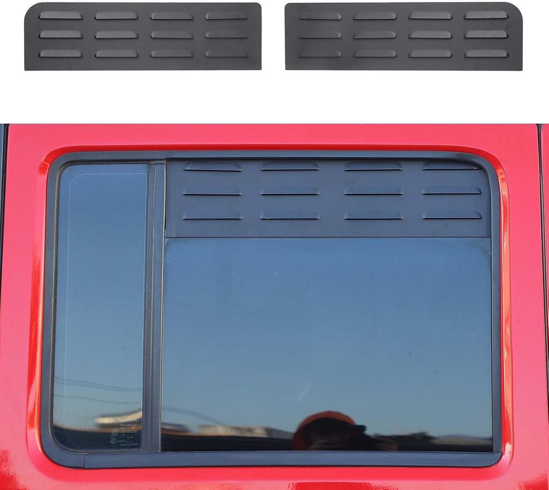 Hoolcar Rear Window Louver Vent Cover Rear Window Blinds Decor Compatible with 2007-2017 Jeep Wrangler JKU, 4 Doors, Black