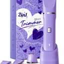 Electric Razors for Women - IPX7 Waterproof Pubic Hair Remover for Shower & Travel, 3-in-1 Bikini Trimmer with Body/Round/Curved Heads, Hypoallergenic Foil & Ceramic Blades, Self-Care Gifts for Her (Silver Purple)