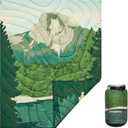 KingCamp Ultralight Camping Blanket, Packable Down Alternative Puffy Printed Wearable Blanket with Snap Buttons & Corner Loops Weatherproof Quilt for Outdoor Travel Stadium (79"L x 57"W, GREEN)