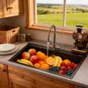 30 x 22 Inch Black Drop in Kitchen Sink, 304 Stainless Steel Single Bowl Sink, Topmount 9 Inch Deep Wet Bar sink for Kitchen Outdoor Prep RV Yard Laundry Utility with Dish Grid & Drain