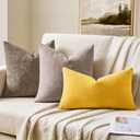 MIULEE Yellow Couch Pillow Covers 12x20 Inch, Set of 2 Soft Chenille Summer Decorative Lumbar Throw Pillow Covers Farmhouse for Sofa Living Room Bed