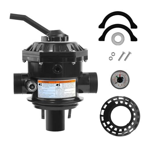 262506 1-1/2-Inch 6-Way Clamp Style Valve Replacement for pentair 262506 262504 Multiport Valve,Fit for Tagelus/Sand Dollar/Meteor Pool and Spa Sand Filter with Winterize and Pressure Gauge