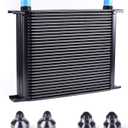 30 Row AN10-10AN Stacked Plate Oil Cooler With 6AN 8AN Adapter Universal Engine Transmission British Radiator Oil Cooler Condenser Aluminium Alloy Black