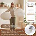 Nuanchu 2 Pack Linen Lantern Lamp Plug in Pendant Light 20 Inch Hanging Lamp Shade with 20 ft Cord Minimalist Light Covers Japanese Chandelier for Ceiling Dining Living Room Artistic Decor(Oval), 20 inches wide x 20 inches high