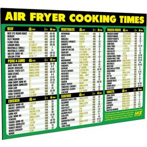 5 x Air Fryer Cooking Times Magnetic Cheat Sheet - Extra Large Easy to Read 11 x 8.5 Airfryer Kitchen Accessory - Quick Reference Guide Magnet for Over 90 Popular Airfry Foods - Cook Healthy Meals Fast
