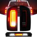 LED Tail Light + 3rd Brake Light Fit for Dodge Ram 1500 2007-2008, Fit for Dodge Ram 2500 3500 2007-2009 (Fit Halogen Type, Not Fit Factory LED Version) Rear Brake Lamp Taillight Assembly, Smoke Lens