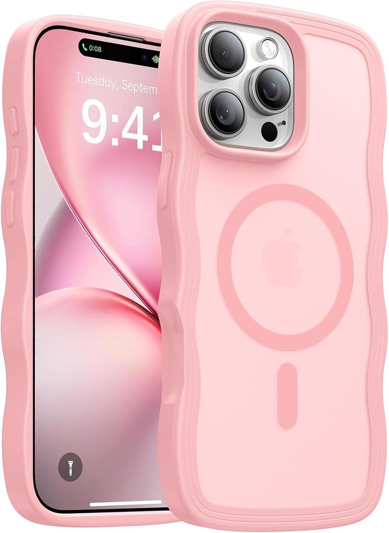 Magnetic for iPhone 15 Pro Max Case[Compatible with MagSafe][Military-Grade Drop Protection][Anti-Yellowing] Shockproof Translucent Matte Cover for iPhone 15 Pro Max Phone Case,Peach Pink