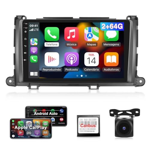 [2G+64G] Car Radio for Toyota Sienna 2011 2012 2013 2014, Android 13 Touch Screen Car Stereo, Carplay/Android Auto/1080P/Hi-Fi Audio/Bluetooth + AHD Backup Camera + MIC
