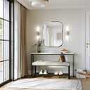 Beveled Frameless Bathroom Mirror with Scalloped Edges, 24" x 32" Rectangle Beveled Mirrors, Vanity Bathroom Mirror for Over Sink, Fireplace, Entryway, Restroom