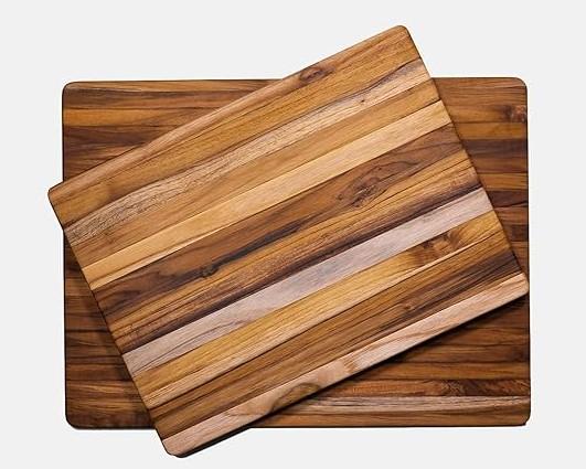 Teakhaus Teak Wood Cutting Board Set of 2 - Essential Trio Small, Medium and Large Teak Cutting Boards- Reversible, Edge Grain, Knife Friendly - FSC Certified