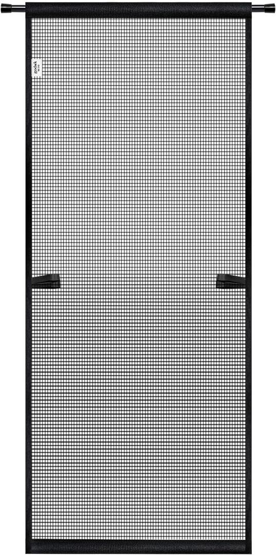 Hanging Screen Door - Fits Door Size 32" x 80" (Curtain Size 34'' x 81''), Sturdy Fiberglass Door Curtain Has Tension Rod&Hook&Loop Two Ways of Use, Heavy Duty Durable Door Screen (Black)