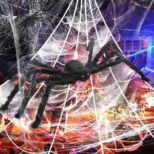 3Ft Giant Spider Halloween Decorations, Halloween Spider Decorations Realistic Hairy Spiders Set Yard Creepy Decor Props for Indoor, Home, Yard, Party Creepy Halloween Decor (Black)