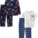 Simple Joys by Carter's Boys' 4-Piece Poly Pajamas (5T, Blue/Grey/Dinosaur)