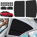 Non-Sag Roof Sunshades for Tesla Model Y 2025, Upgraded Foldable Sunroof Shade Sunshade Roof Sun Shade for Tesla Model Y Accessories 2021-2025 (Ice Black)