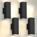 tewei 4 Pack LED Square Up and Down Lights Outdoor Wall Lights, Matte Black Exterior Lighting Fixtures with 7W LED Bulbs, Modern Outdoor Lights for House, Garage, Porch, Doorway
