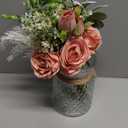 Faux Flowers with Vase,Artificial Silk Roses in Vase, Fake Plant Eucalyptus Flower Arrangement for Home Office Farmhouse Bathroom Dining Table Centerpiece Decorations Coffee Table Decor (Dusty Pink)