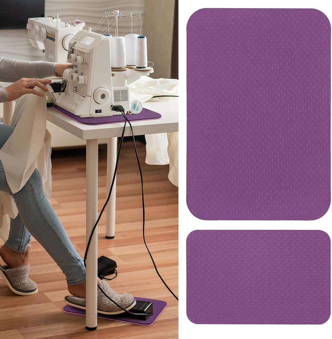 2 Sizes Sewing Machine Muffling Mat & Foot Pedal Mat, Reduce Vibrations Noise & Anti Bounce, Non Slip Serger Sewing Machine Mat for Quilting Embroidery, Sewing Machine Pads for Holiday Sewings Present (Purple (2PCS - Large))