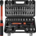 50PCS Bike Torque Wrench Set, 1/4 Inch Torque Wrench(1~25 Nm/8.9~221.3 in-lb), 72-Tooth Gear, Dual-Direction Click Type, 0.1 Nm Micro, Inch Pound Torque Wrench with Bit Sockets, Bike Tool Kit