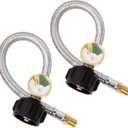 SHINESTAR RV Propane Hose with Gauge for Camper, 12 Inch Braided Propane Pigtail for Dual Stage Regulator, 1/4 Inch Male NPT x QCC1, 2 Pack