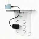 Wall Outlet Extender with Shelf, Surge Protector 6 AC Multi Plug Outlet, PD 30W USB Charger Station Splitter Expander for Home Room
