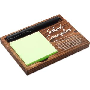 School Counselor Sticky Note Holder Wooden Notepad & Pen Holder 6.5" x 4.7" Sticky Note Pad Holder Dispenser for Desk School Counselor Definition Work Gifts, NPA180