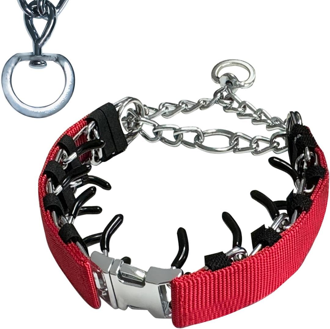 Prong Training Collar for Dogs, Rotating Ring Welding, Adjustable Dog Training Pinch Collar with Quick Release Buckle, for Small Medium Large Dogs
