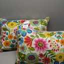 Pillow Perfect Bright Floral Indoor/Outdoor Accent Throw Pillow Plush Fill, Weather, and Fade Resistant, Lumbar - 11.5" x 18.5", Blue/Purple Gregoire 2 Count