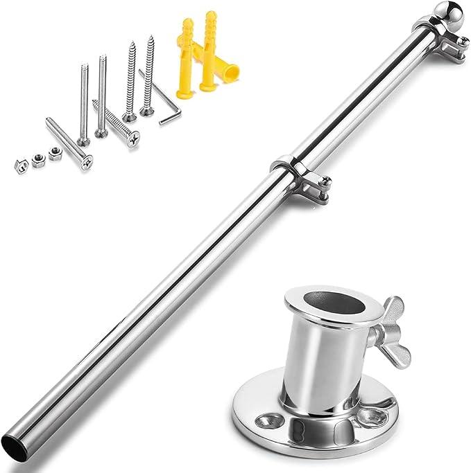 ZOMCHAIN Marine Flag Pole with Base, Flag Pole Holder, 316 Stainless Steel Flag Pole Set for Boat, Truck and Yard - 42 in