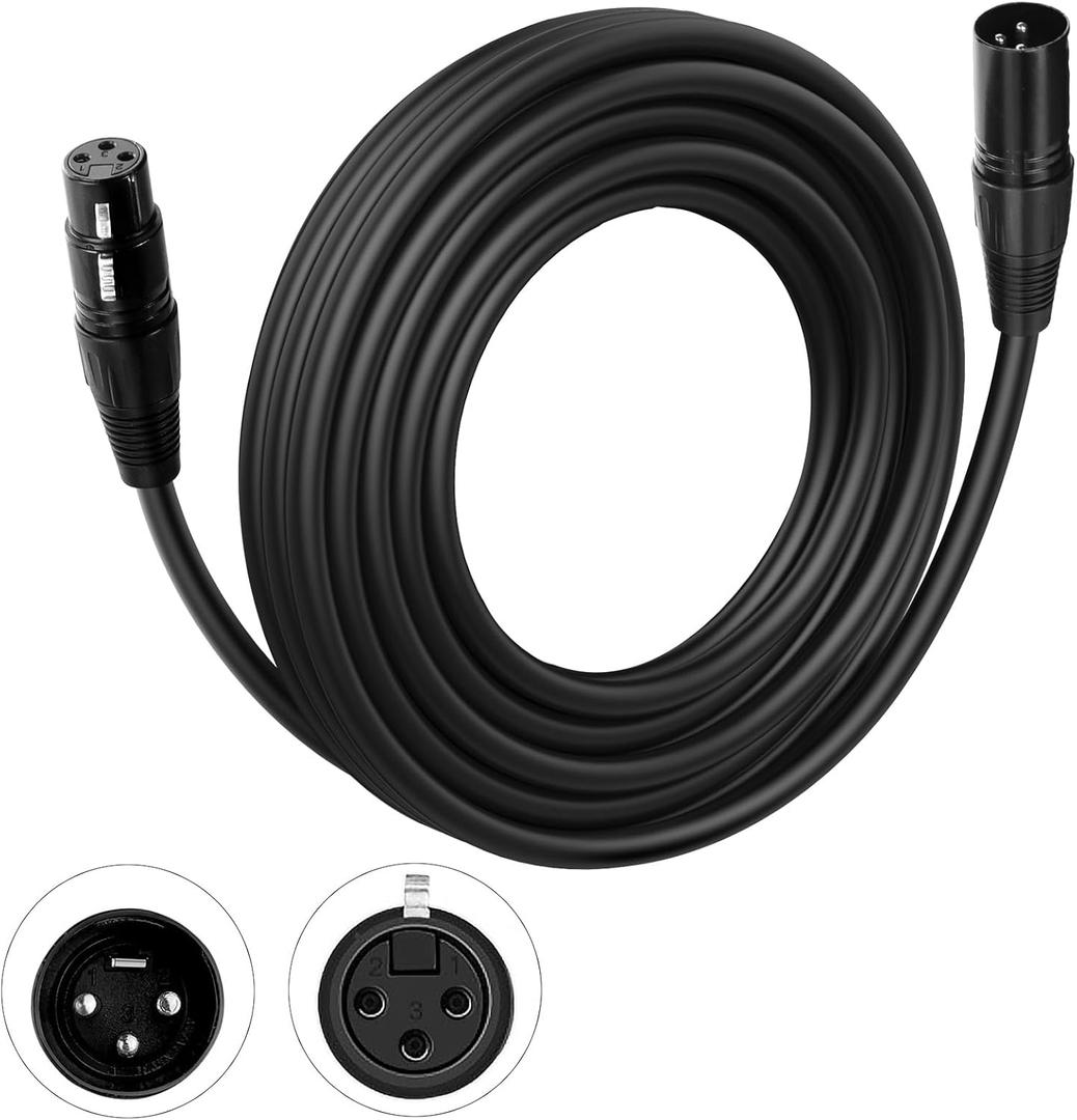 DMX Cable 25 ft, Flexible 3 Pin Signal XLR Male to Female DMX Cable Wire, Suitable for Stage Lighting Signal DMX512 Connection Stage Light Cables for Stage Lighting Input & Output