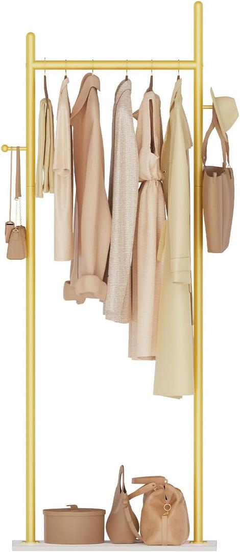 Coat Rack Freestanding, Clothes Rail, 19.7x11.8x68.9 In, Gold