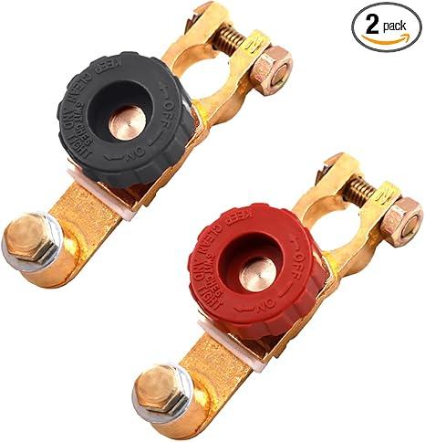 2Pcs Top Post Battery Disconnect Switch - Quick Disconnect Battery Cut Off Switch for Car Truck Marine RV and Electrical Equipment - 12V/125A - Red & Black