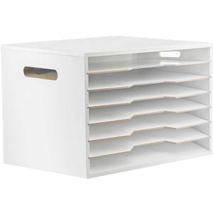 13x20 Wooden Construction Paper Organizer,Larger Size Wooden Literature Organizer,7 Tier Construction Paper File Sorter Storage,Large File Suitable for Home,Classroom and Office