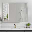 Frameless Beveled Edge Bathroom Mirror 36x24 Inch Rectangle Wall Mirror Explosion Proof and Shatterproof Bathroom Vanity Mirror Wall Mounted Hang Firmly (Horizontal or Vertical)