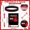 Ctosree 126 Pcs 60 Sets Red Ribbon Week Supplies Bulk Include Red Ribbon Week Bracelets with Pledge Cards and Pen Drug Free Awareness for Anti Bullying Campaigns Teacher Office Public Charity Activity