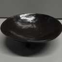Wabi Sabi Footed Decorative Bowl, Multi-Purpose Small Ceramic Bowl, Vintage Rustic Boho Shelf Table Decor, Natural Black