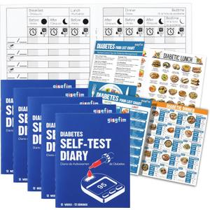 chiazllta 10 PCS Diabetes Blood Sugar Log Book & 2 Diabetes Food Chart & 2 Meal Planner Blood Sugar Log Book Pocket Size 3*4 Inch Mini Glucose Daily Journal Diabetes Self Test Diary at Each Meal(10)