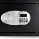 Amazon Basics Steel Security Safe and Lock Box with Electronic Keypad, Secure Documents Storage, Black, 0.5 Cubic Feet, 13.8"W x 9.8"D x 9.8"H, Removable Shelf