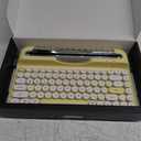 Ajazz AF84 Wireless Membrane Silent Typewriter Keyboard, Bluetooth/2.4G Dual-Mode Connection, Cute Retro Aesthetic Design with Integrated Stand for Tablet, Phone, PC and Win/Mac/Android Yellow